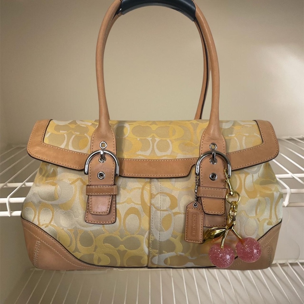 Coach Yellow and Tan Women's Handbag